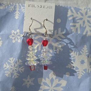 Sun Catcher Tree Handmade Earrings With Red Heart Accent Sterling Silver NEW